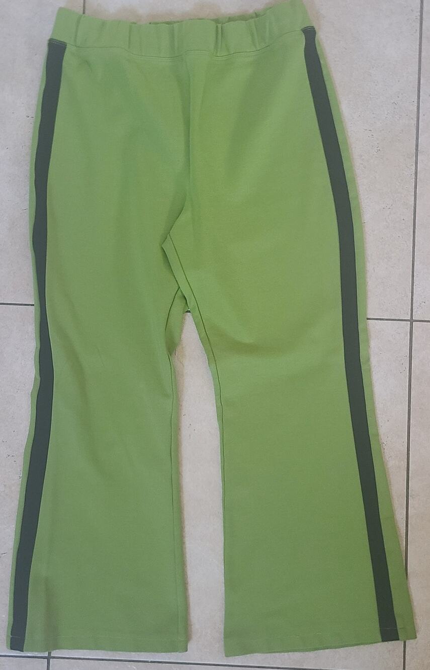 Maeve Anthropologie Lime Green Tuxedo Stripe Pull On Flare Pants Large